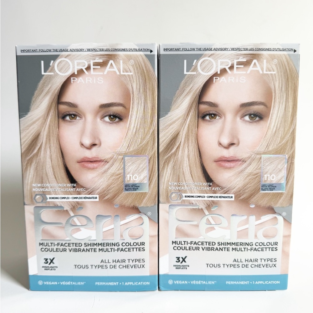 2 L'OREAL FERIA STARLET #110 Very Light Beige Blonde Loreal Feria 110